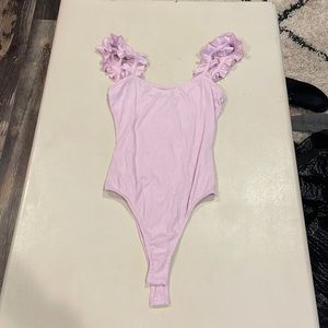 Light purple ruffled tank bodysuit